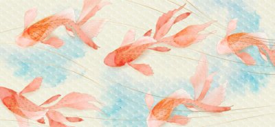 Koi vissen op aquarel achtergrond