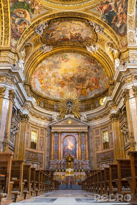 Canvas Koor van de basiliek Il Gesu, Rome, Italië