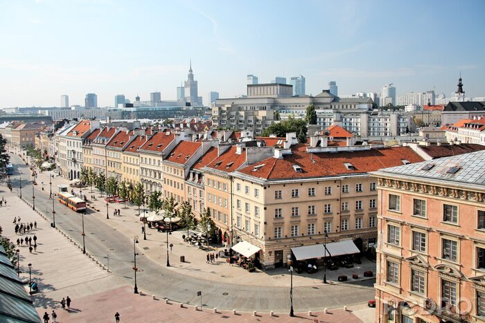 Canvas Krakowskie Przedmiescie in Warschau tegen stadscentrum.