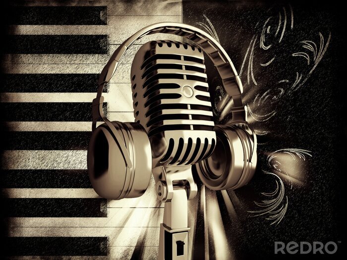 Canvas Kunst en muziek in sepia