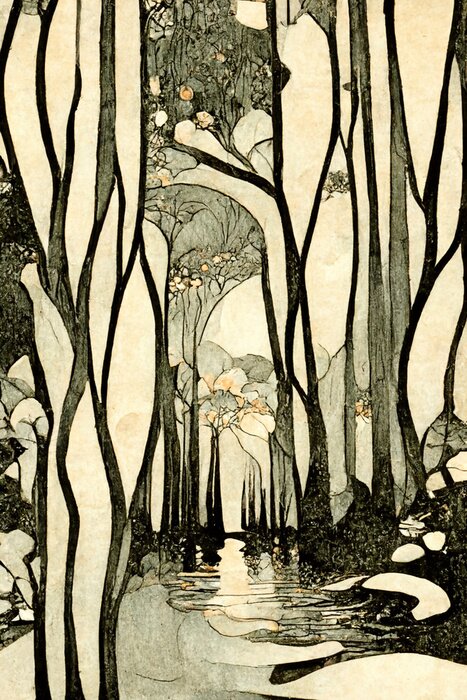 Canvas Landschap geïnspireerd door nouveau art