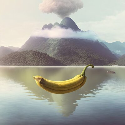 Canvas Landschap met een banaan