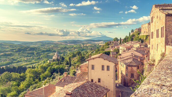 Canvas Landschap van de Toscane gezien vanaf de muren van Montepulciano, I