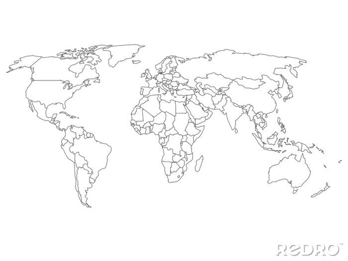 Canvas Landsgrenzen op wereldkaart