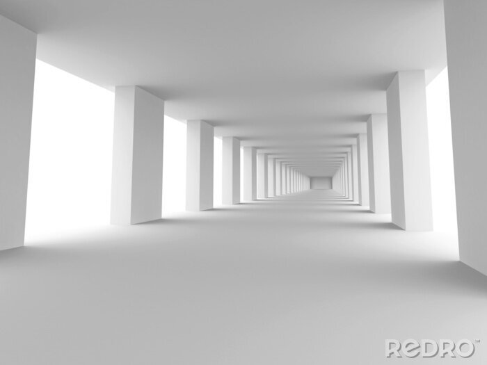 Canvas Lange heldere tunnel met zuilen