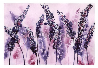 Canvas Lavendel in paarse aquarel