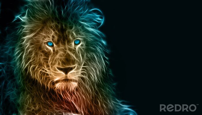Canvas Leeuw 3D gekleurd
