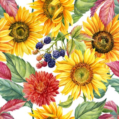 Canvas Lentetuin met zonnebloemen