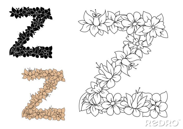Canvas Letter Z ingericht door vintage bloemen elementen