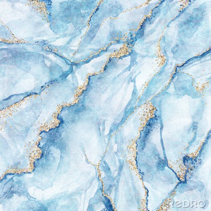 Canvas Lichtblauw gebarsten marmer