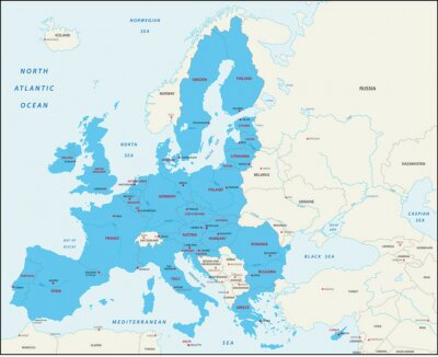 Canvas Lidstaten van de Europese Unie kaart