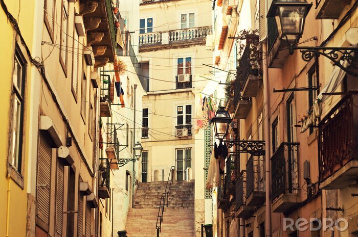 Canvas Lissabon en de straat