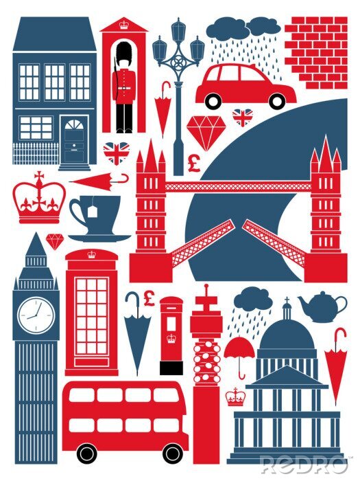 Canvas Londen Symbolen en oriëntatiepunt