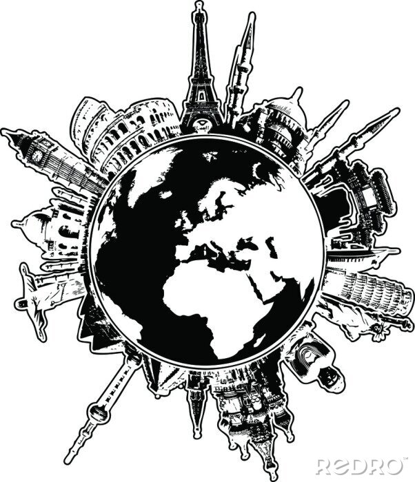 Canvas Londen zwart-wit planeet