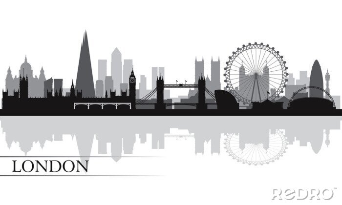 Canvas London city skyline silhouet achtergrond