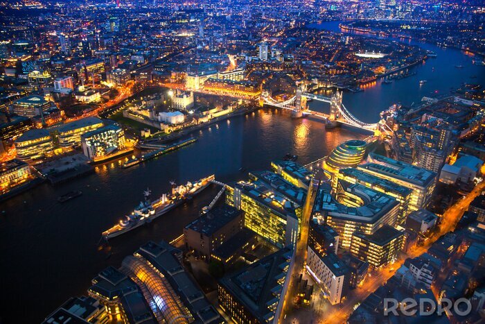 Canvas Luchtfoto van de nacht Londen