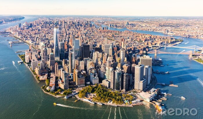 Canvas Luchtfoto van Lower Manhattan New York City
