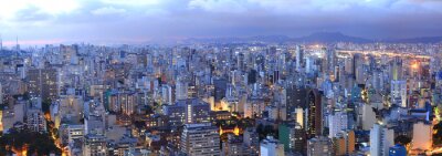 Canvas Luchtfoto van Sao Paulo in de nacht de tijd
