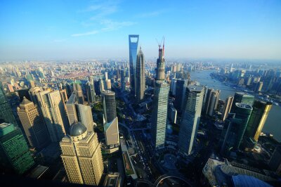 Canvas Luchtfoto van Shanghai