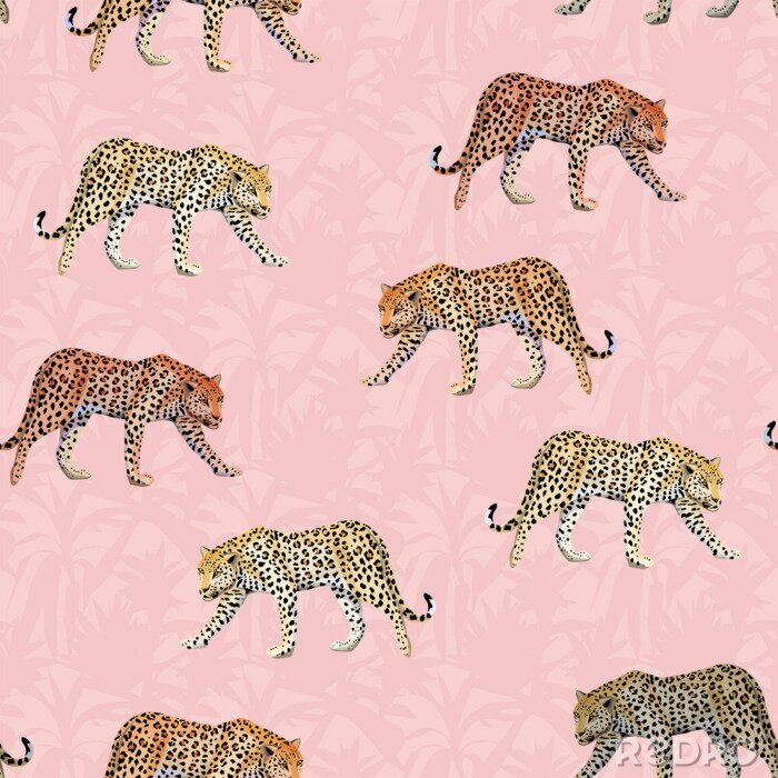Canvas Luipaard tussen het roze