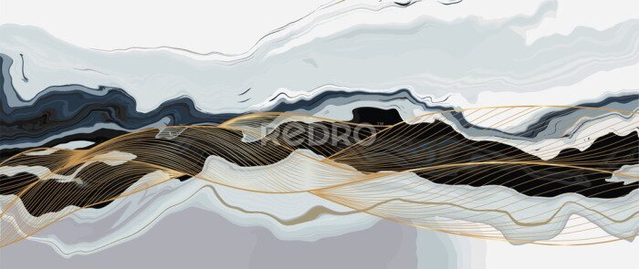 Canvas Luxury marble texture background design vector. Liquid marble texture with gold lines art creative wallpaper design for posters, business cards, invitation, art deco. vector illustration.