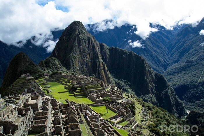 Canvas Machu Picchu, de oude Inca-stad in de Andes, Peru