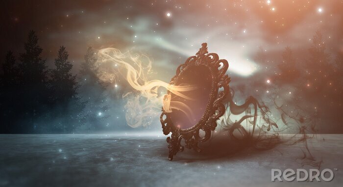 Canvas Magische spiegel in het bos