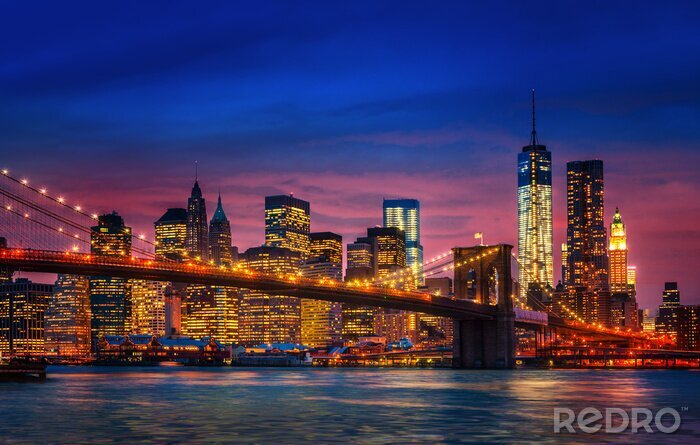 Canvas Manhattan in het avondlicht