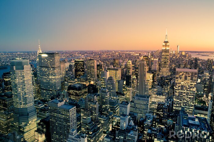 Canvas Manhattan New York City Cityscape skyline bij zonsondergang