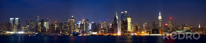 Canvas Manhattan skyline bij nacht