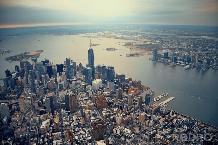 Canvas Manhattan vanuit de lucht