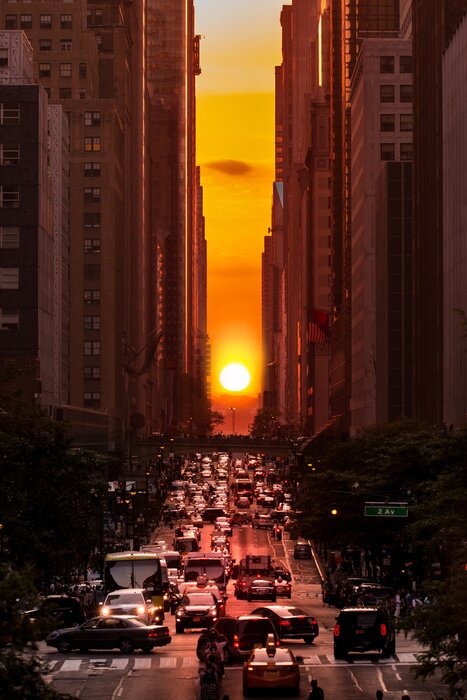 Canvas Manhattanhenge in New York City langs de 42e straat