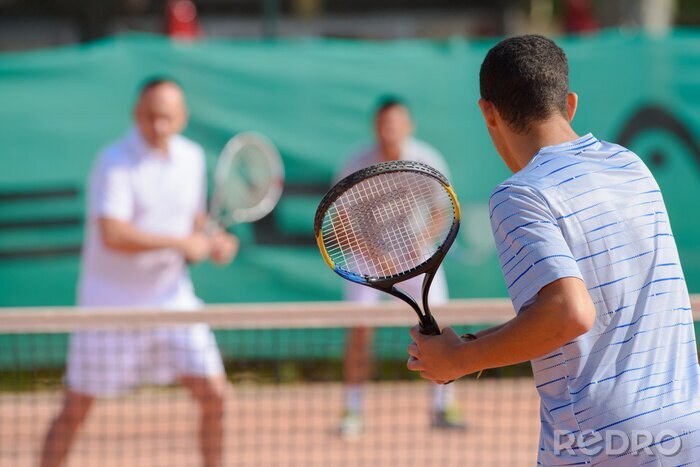 Canvas Mannen spelen dubbelspel partijtje tennis