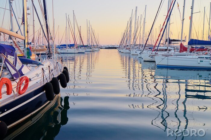 Canvas Marina harbour with beautiful white yachts in Athens, Greece.