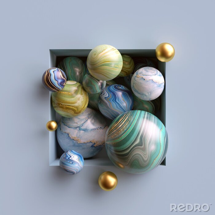 Canvas Marmeren ballen in een doos