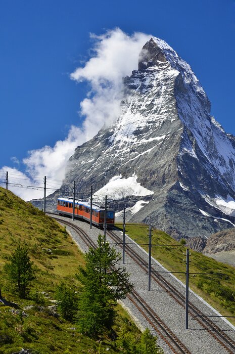 Canvas Matterhorn trein van Zermatt naar Gornergrat. Zwitserland