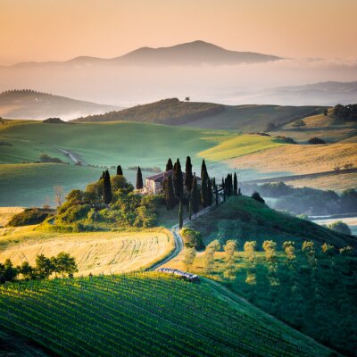 Canvas Mattino in Toscana, paesaggio e colline