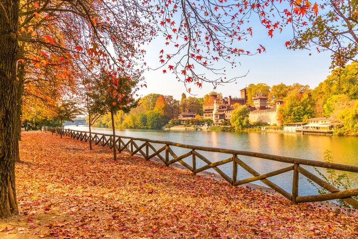 Canvas Medieval Castle in Turin, Italy.