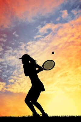 Canvas meisje spelen tennis