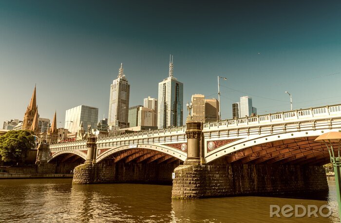 Canvas Melbourne, Victoria - Australië. Prachtige skyline van de stad