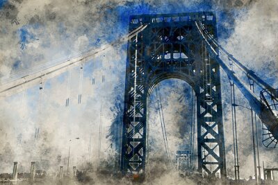 Canvas Mening van de George Washington Bridge over de Hudson River