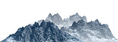 Canvas Met sneeuw bedekte bergen op een witte achtergrond