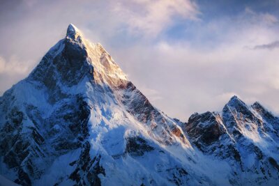 Canvas Met sneeuw bedekte bergtoppen