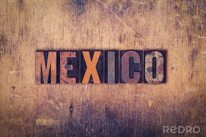 Canvas Mexico Concept Houten Letterzetseltype