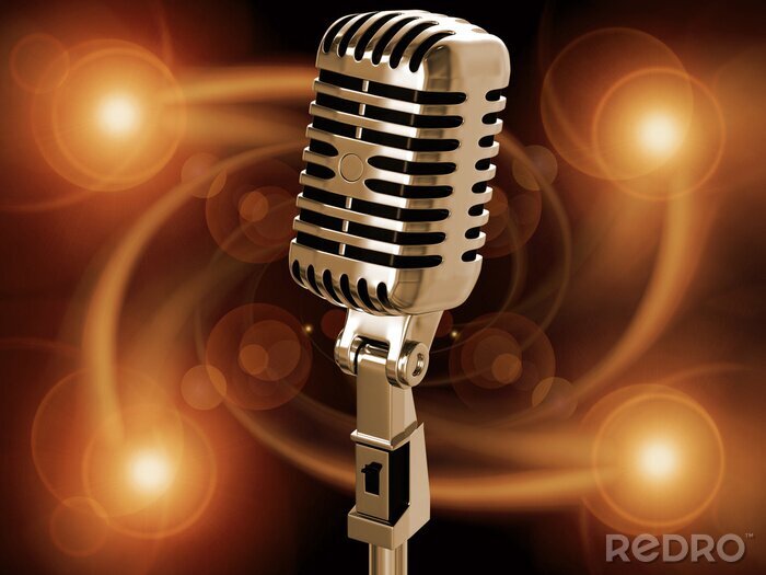 Canvas Microfoon op de achtergrond met muziek
