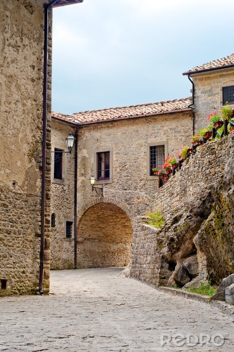 Canvas middeleeuwse stad ingang