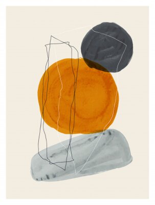 Minimalist hand painted illustration for wall decoration, postcard or brochure design.