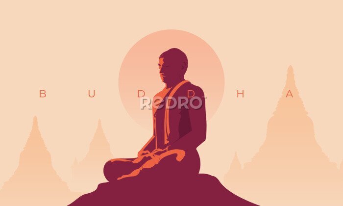 Canvas Minimalistisch concept van een mediterende Boeddha
