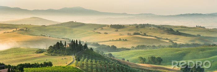 Canvas Mistig landschap in Toscane