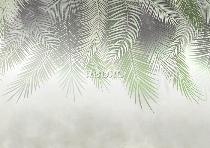 Canvas Mistig palmbladmotief